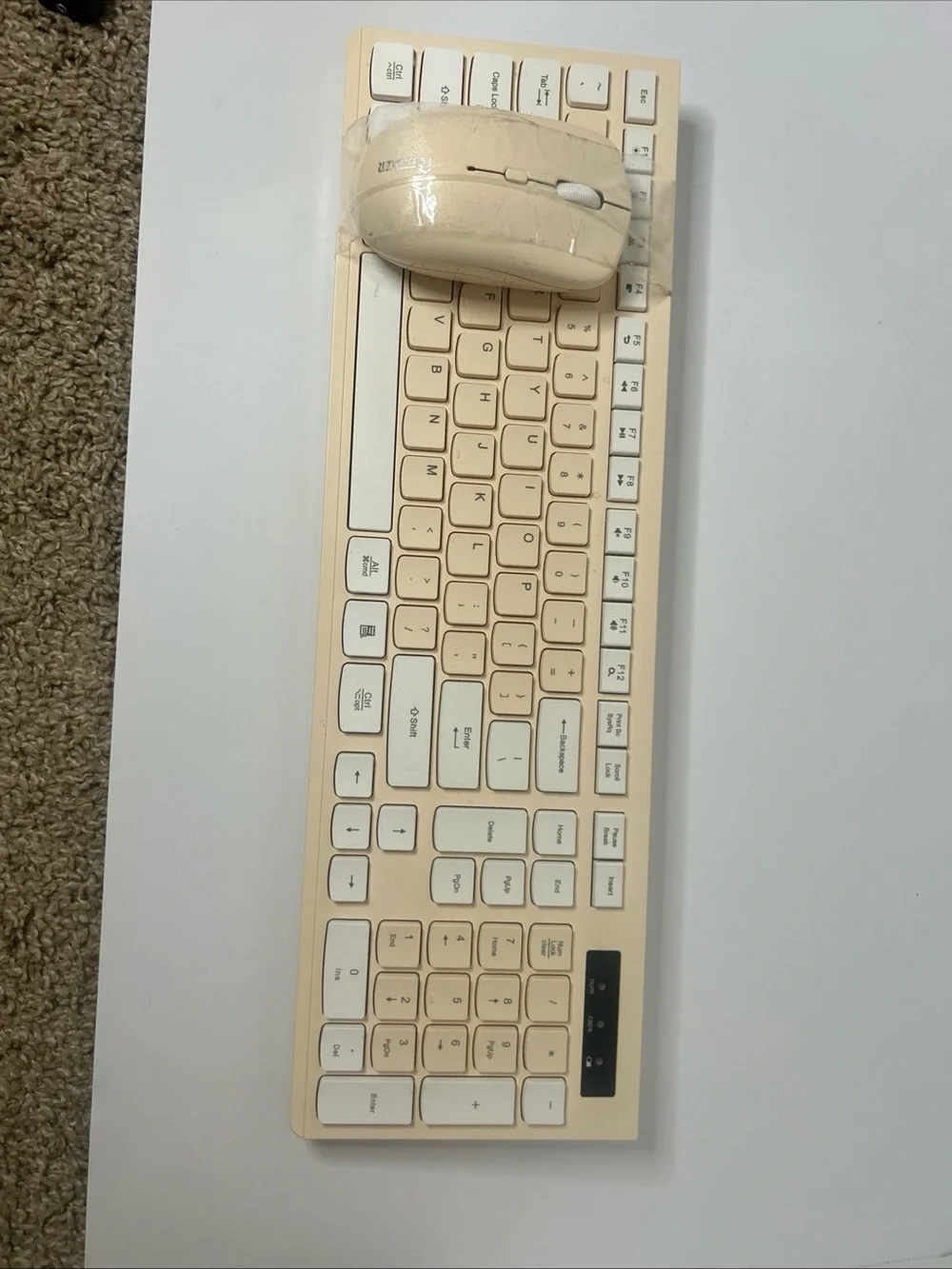 Wireless Beige Keyboard and Mouse Combo - Home Office